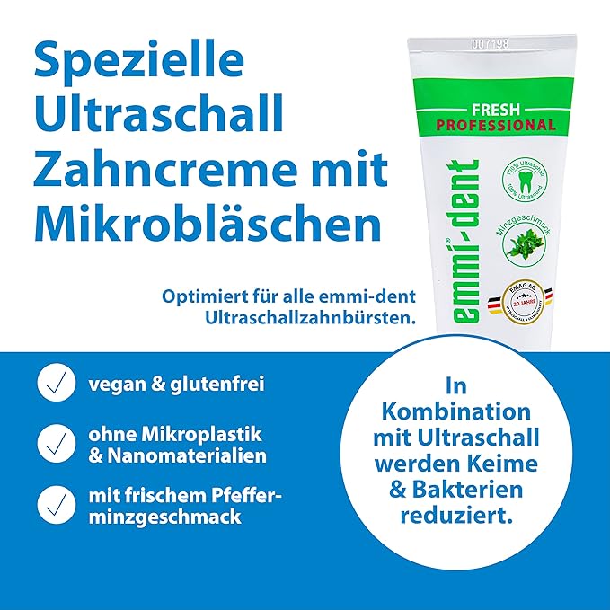 Emmi-dent Ultrasound Platinum Nature Fresh - Bundle. Touchless Gentle Cleaning for Sensitive Teeth &amp Gums. Cleans with 100% Ultrasound Technology. No Abrasion No Brushing No Damage. Rechargeabl