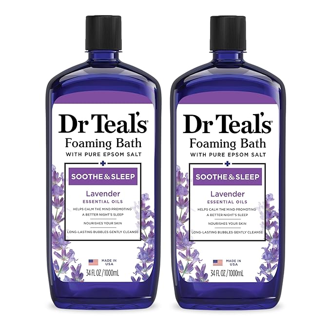 Dr Teal's Body Wash &amp Foaming Bath Bundle with Epsom Salt Eucalyptus &amp Spearmint and Lavender Scents 24 fl oz &amp 34 fl oz (2 Packs)