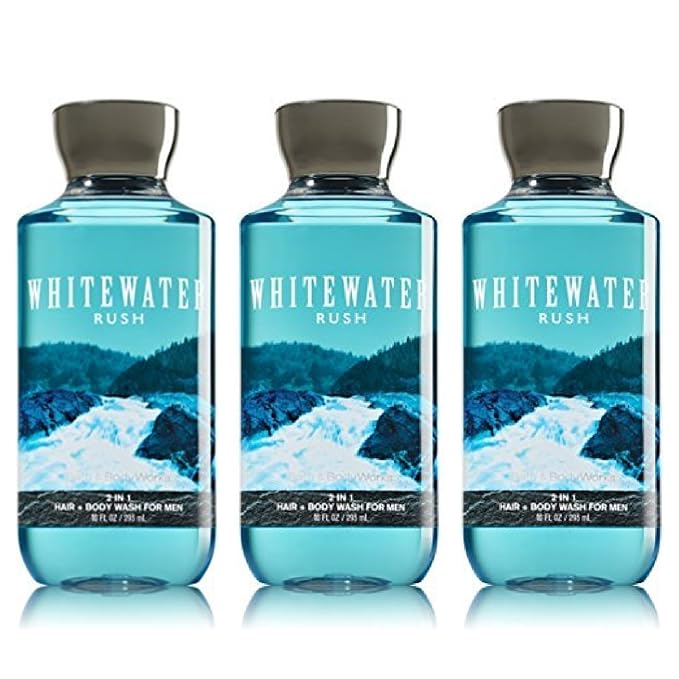 Lot of 3 Bath &amp Body Works Whitewater Rush 2 in 1 Hair &amp Body Wash for Men (Whitewater Rush)