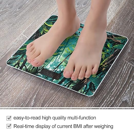 Tropical Rainforest Weight Scale Large Bathroom Scales Digital Weight with Bright LED Display Non Slip Automatic Weighing Scale Fashion Weighing Machine for Body