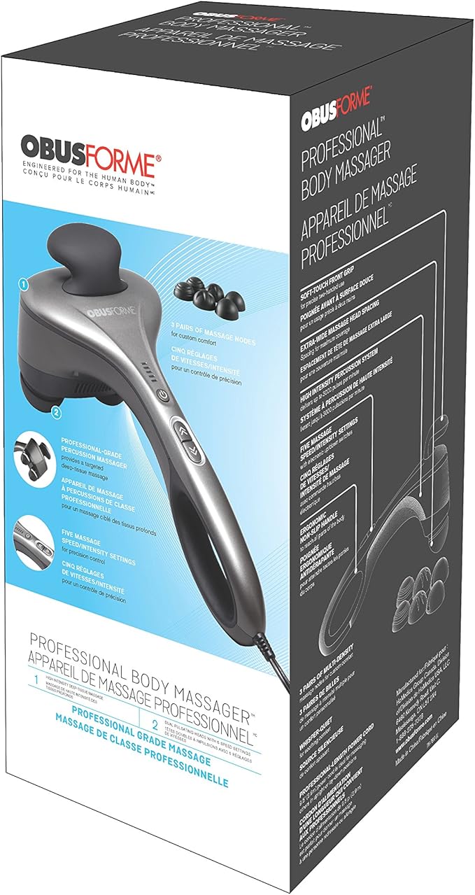 ObusForme Professional Body Massager - Percussion Massager 3000 Pulses Per Minute and Five Massage Settings. Electric Hand-Held Massager