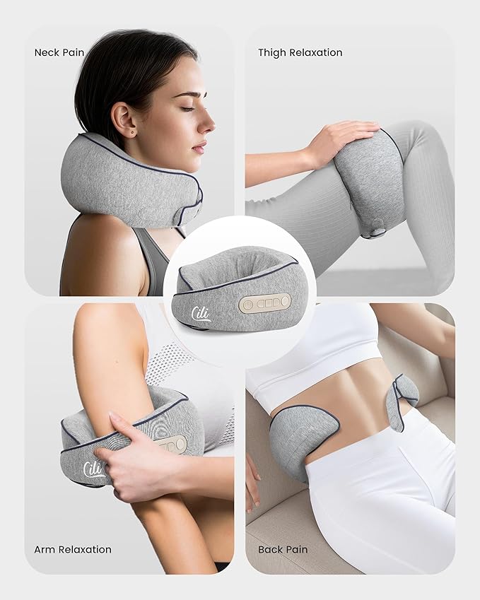 CILI Cordless Neck Massager Pillow with Heat Shiatsu Neck Massager for Pain Relief Deep TissueHeated Massage Pillow for Travel3 Adjustable IntensityGifts for Women Men Mom Dad