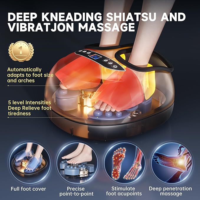 Foot Massager Machine with HeatShiatsu Foot Massager Home with Air CompressionAdjustable Electric Massager Machine for Feet OfficeWireless ControlDIY Gifts Draw Patterns for Man &ampWomenBlack