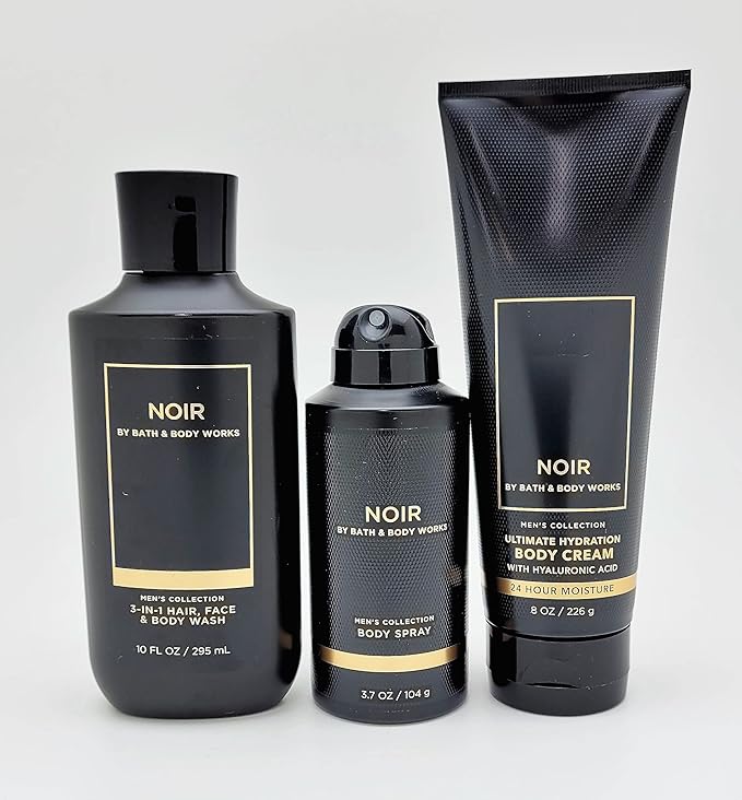 Bath &amp Body Works - Noir for Men 3-in-1 Hair Face &amp Body Wash Body Spray and Hydration Cream (2021)