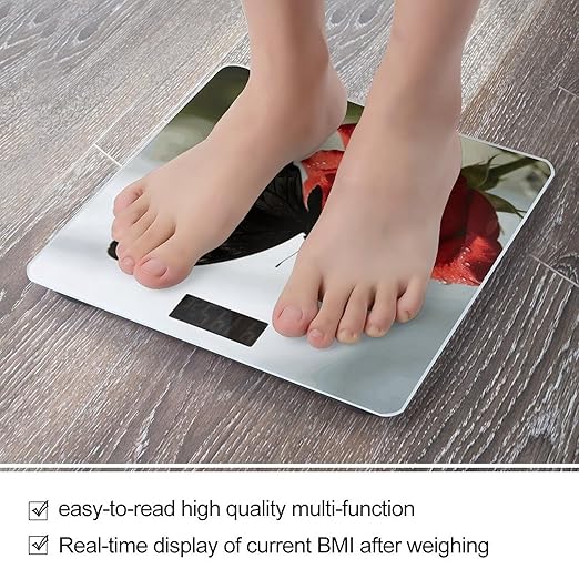 Black Butterfly Weight ScaleClear LED Display Bathroom Digital Weighing ScaleTempered Glass Digital Bathroom Scale for Body Weight Capacity Up to 400 Lbs