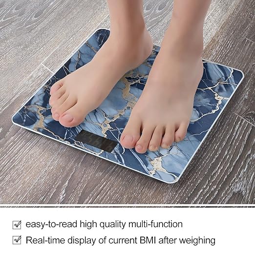 Marble Pattern Bathroom Scale Ultra-Bright Liquid Crystal Screen Weight Scale Accurate Bathroom Body Scales for Body Weight Bathroom Pet Home Bedroom Gift-Giving