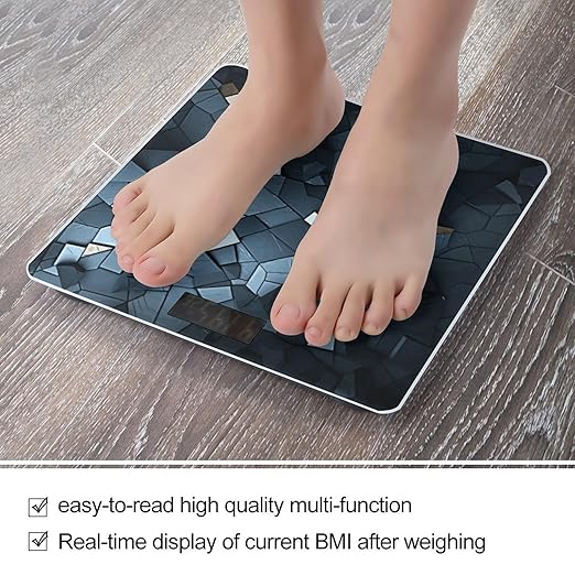 Gray Mosaic Weight Scale Digital Electronic Scales Bathroom Scale Larg LCD Backlight Display High Precisio MeasurementsTempered Glass