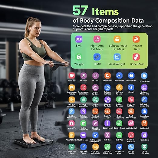 Smart Scale for Body Weight and FatBMIMuscle Mass 57 Body Composition Measurement8 Electrodes Digital Bathroom Scalewith 5.25-inch VA Color Screen on Retractable Handle485lbs