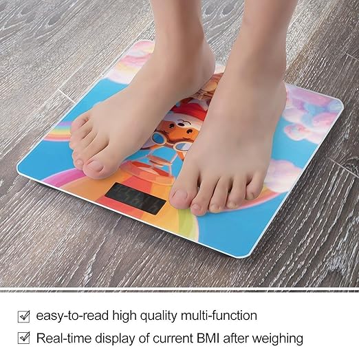 Cartoon Fox Scale for Body Weight Sturdy Tempered Glass Weighing Scales with LCD Display Accurate Digital Bathroom Scale Convenient Body Fat Smart Scales Easy Read