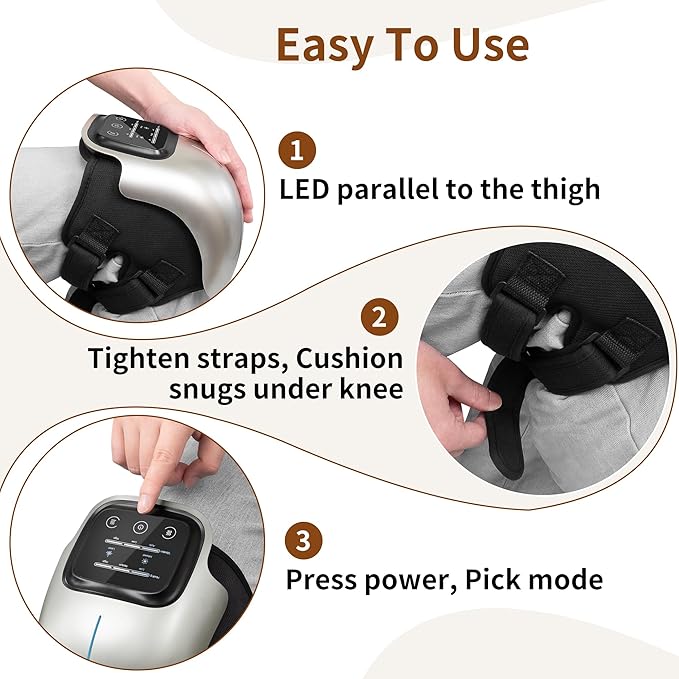 Nekteck Knee Massager Cordless Knee Massage for Pain Relief with 3 Heating Levels &amp Vibration Modes Smart Knee Massage with Heat Gentle Lights FSA Eligible Ideal Gifts for Men Women Him Her