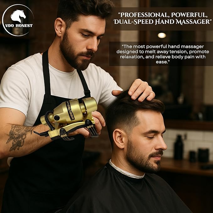 Powerful Double Speed Floating Action for Full Body Massager Corded Electric Powered Barber Massager Gold