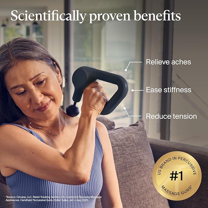 TheraGun Therabody Relief - Quiet Deep Tissue Therapy Massage Gun - Bluetooth Enabled Electric Percussion Massage Gun &amp Personal Massager for Pain in The Neck Back Leg Shoulder and Foot (Black