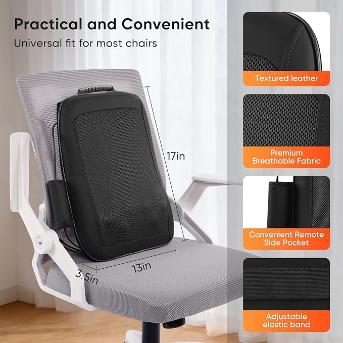 Shiatsu Back Massager with Heat 4D Deep Tissue Massage for Pain Relief Portable Rechargeable Electric Back Massager for Chair Home Office CarGift-Ready for Men Women