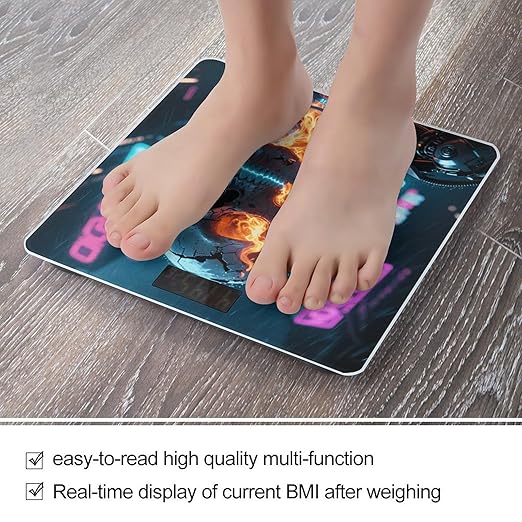 Skull with Burning Scale for Body Weight Sturdy Tempered Glass Weighing Scales with LCD Display Accurate Digital Bathroom Scale Convenient Body Fat Smart Scales Easy Read