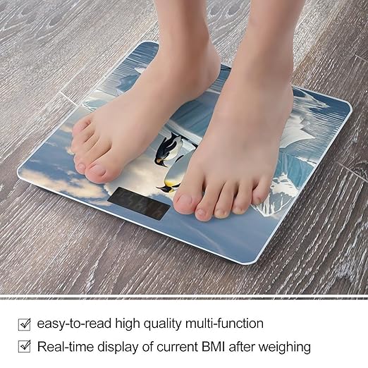Penguins On The Iceberg Scale for Body Weight Accurate Digital Bathroom Scale Toughened Glass High Precision Scales Smart Weight Scales with Large LCD Backlight Display Weighing Machine