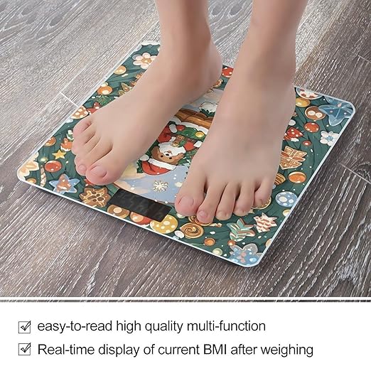 Digital Bathroom Scale for Body Weight Scale with Bright LCD Display High Accuracy Step-On Technology Auto On/Off Christmas Aesthetic Digital Scales 400 Lbs /180kg
