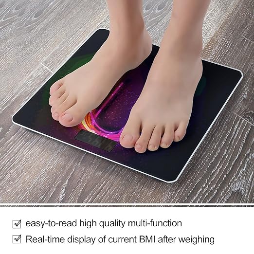 Digital Bathroom Scale for Body Weight Scale with Bright LCD Display High Accuracy Step-On Technology Auto On/Off Rainbow Neon Digital Scales 400 Lbs /180kg