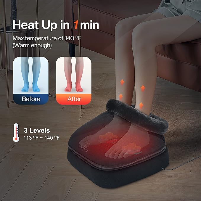COMFIER 2-in-1 Shiatsu Foot &amp Back Massager with Heat Electric Foot Warmer for WomenMenFeet Massager Machine Feet HeaterGifts