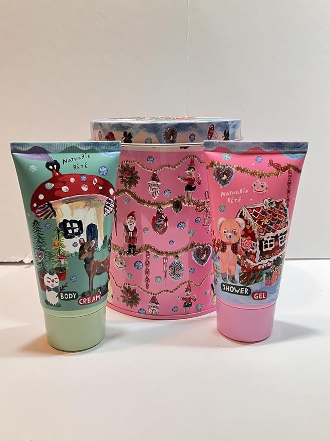 Heathcote &amp Ivory Nathalie Lete Forest Folk Holiday Body Treats Tin Cream &amp Shower Gel