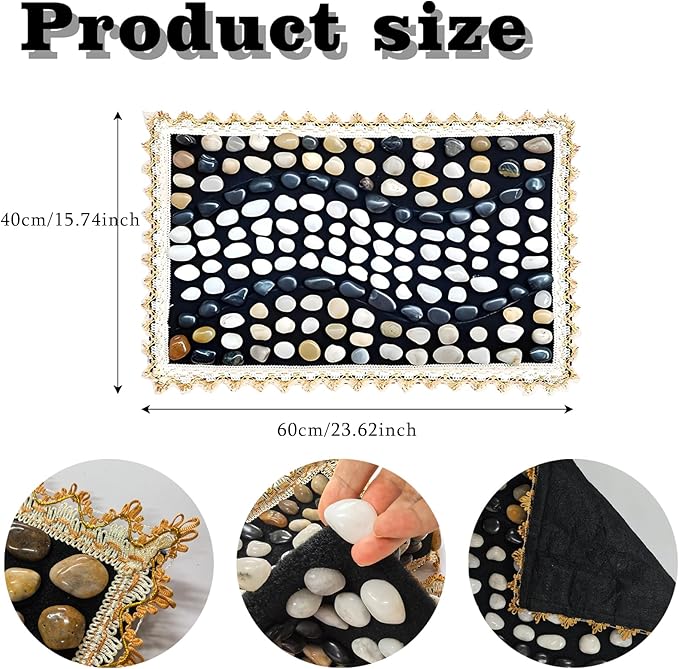 LIYAOLI Pebbles Foot Massager Mat - Acupressure Reflexology Pad with Natural Cobblestones for Pain Relief Improved Circulation &amp Relaxation for Tired Feet (23.6 x 15.7)