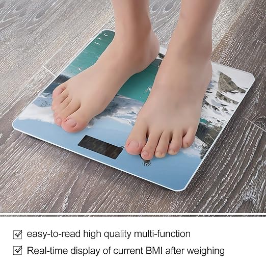 Alpine Lake View Scale for Body Weight Accurate Digital Bathroom Scale Toughened Glass High Precision Scales Smart Weight Scales with Large LCD Backlight Display Weighing Machine
