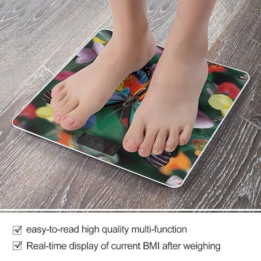 Colorful Butterfly Smart Scale for Body Weight Accurate Bathroom Scale with LED Display Digital Weight Scales Weighing Machine High Precision Scales for Bath Home