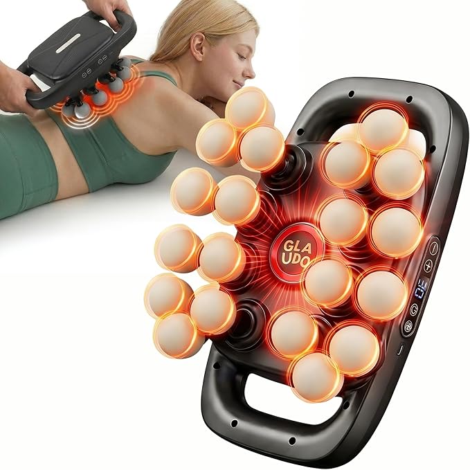 20 Head Massage Gun Deep Tissue Upgraded from 16 Head - Back Massager for Pain Relief Professional Percussion Massager for Muscle Recovery 30 Speeds Handheld Full Body &amp Shoulder Massager