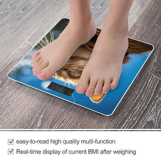 Cat in The Sun Scale for Body Weight Precision Bathroom Weighing Scales with Back Lit LCD Display Sturdy Tempered Glass Body Weight Scales Digital Bathroom Scale 400lb