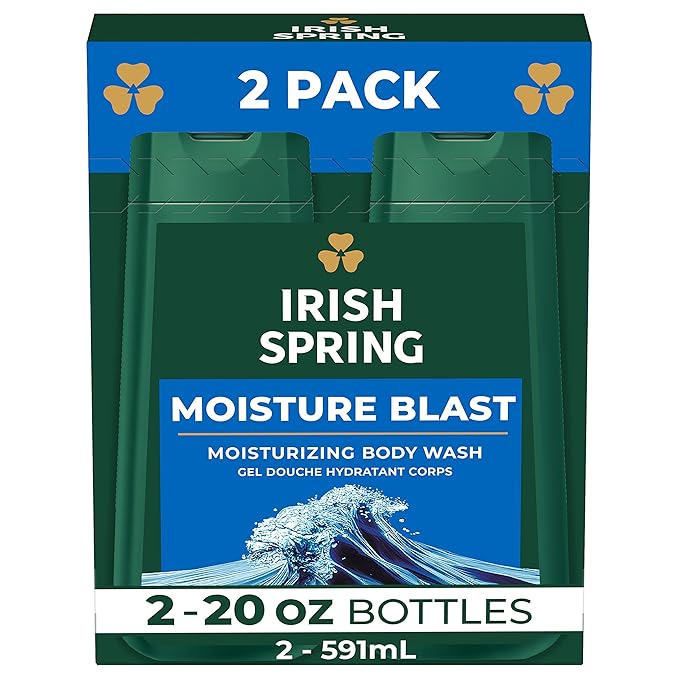 Irish Spring Moisture Blast Body Wash for Men 20 Fl Oz (Pack of 2) &amp Moisture Blast Body Wash 30 Oz Pump