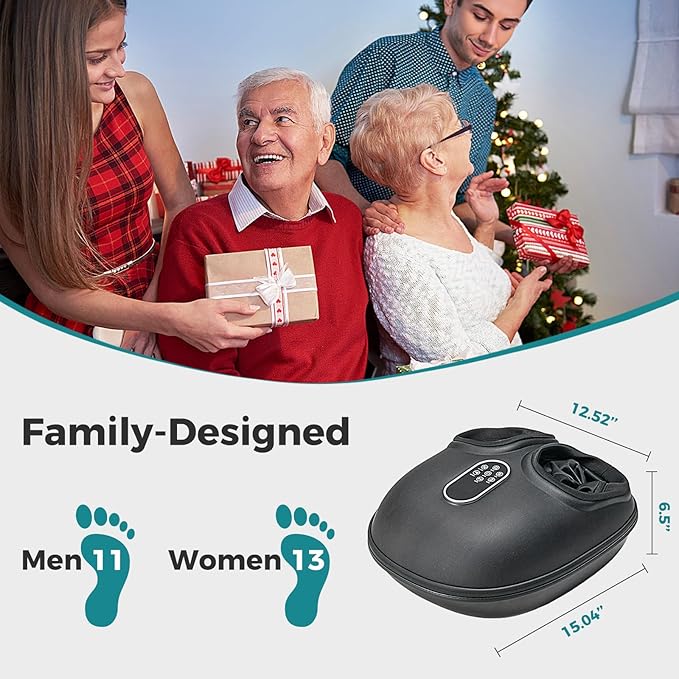 OLIXIS Foot Massager Machine with Heat Shiatsu Deep Kneading Feet Massager with Air Compression 6 Modes Foot Massager for Plantar Fasciitis Pain Relief Gifts for Women Men