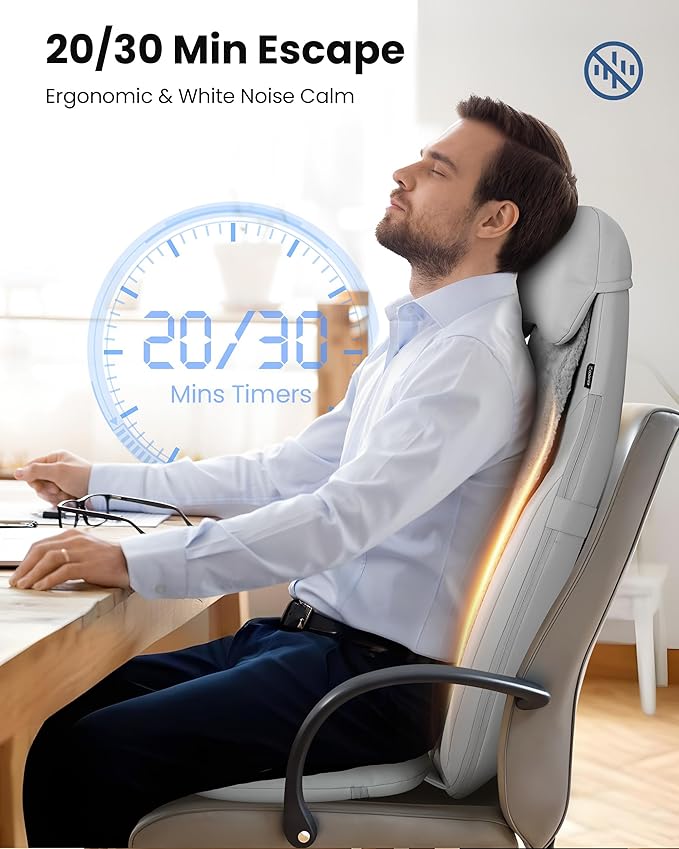 COMFIER Shiatsu Back Massager with Heat Deep Tissue Kneading Chair Massager with Vibration 2D/3D Shiatsu Massage Seat Cushion Full Back Massage Chair Pad