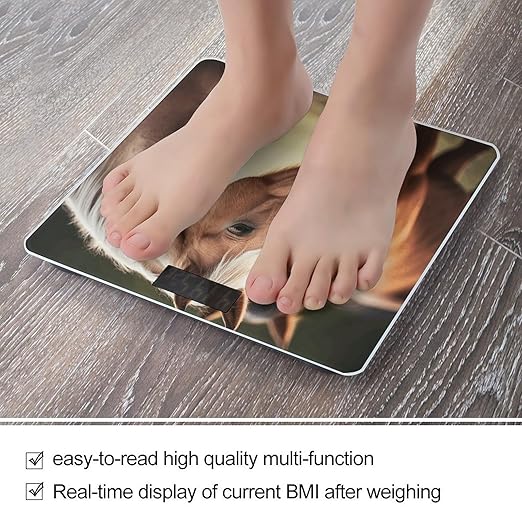 Adorable Horse Bathroom Scale Large LCD Backlight Display Digital Scale Rounded Corners Body Scales Automatic Power On/Off Bathroom Scales for Home Bedrooms