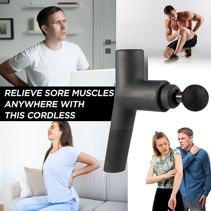 Deep Tissue Muscle Massage Gun | Powerful Handheld Percussion Massager | Back | Neck | Full Body Muscle Recovery | 22 lbs Stall Force | 8 mm Amplitude | 6 Speeds | Quiet | 240 Min Battery