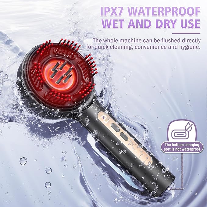 Electric Scalp Massager 3-in-1 Hair Oil Applicator &amp Cordless Electric Head Massager IPX7 Waterproof Portable Scalp Brush for Home &amp Travel Grey