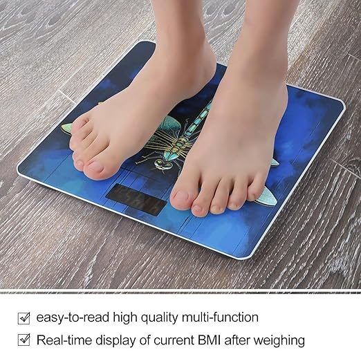 Blue Dragonfly Scale for Body Weight Highly Accurate Digital Bathroom Body Scale Digital Bathroom Scales for People Anti-Slip Large LCD Display Smart Scales