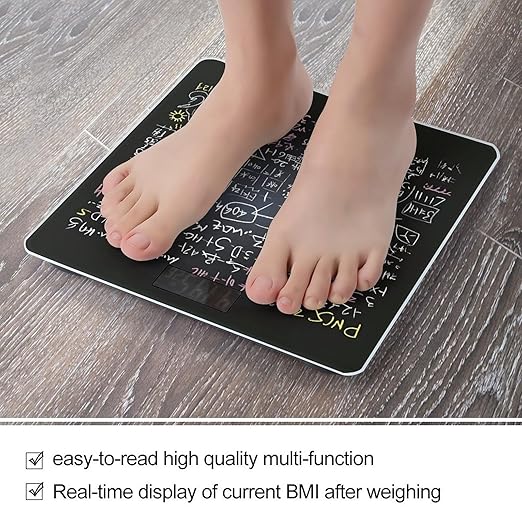 Math Formula Weight Scale Large Bathroom Scales Digital Weight with Bright LED Display Non Slip Automatic Weighing Scale Fashion Weighing Machine for Body