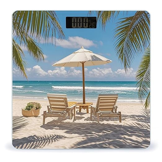 Ocean Beach Theme Scale for Body Weight Smart Scales Digital Bathroom Scale High Precision Weighing Scales with Large Display Weighing Machine for People