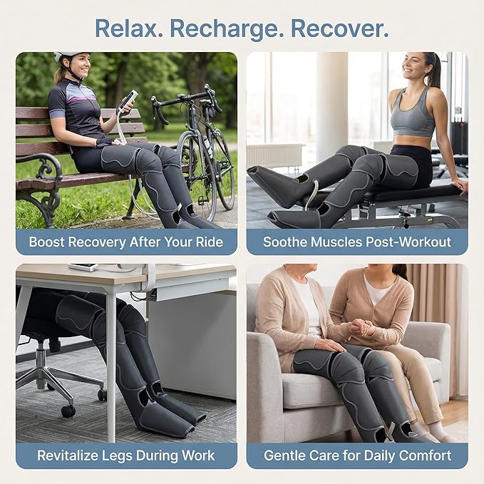 Leg Compression Massager Foot Calf Massager with Air Pressure Leg Compression Boots for Recovery &amp Pain Relief 8 Intensities 4 Chambers Sequential Massage