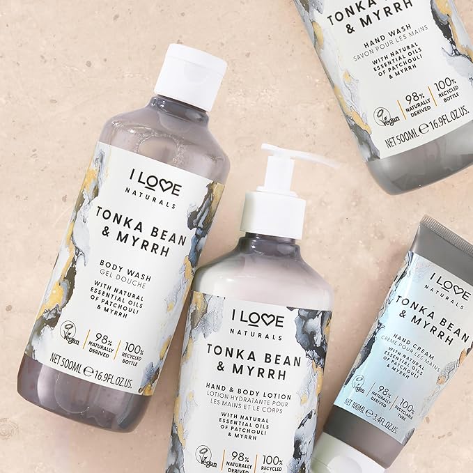 I Love Cosmetics Tonka Bean and Myrrh Body Wash - Infused with Essential Oils - Plant-Based Body Soap Cleanser - Nourishes Skin - 3 pc