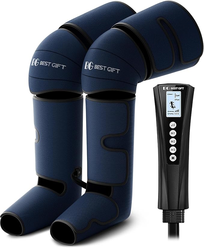 Gifts for Dad Mom Men Women Christmas Mothers Day Fathers Day Air Compression Massager with Heat for Foot Leg Calf Thigh Knee Helpful for Vericose Veins Muscle Fatigue Cramps Swelling Edema