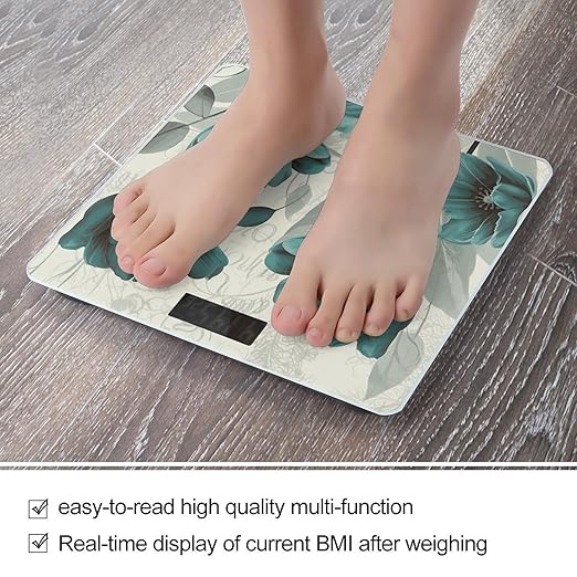 Flower Smart Scale for Body Weight Accurate Bathroom Scale with LED Display Digital Weight Scales Weighing Machine High Precision Scales for Bath Home