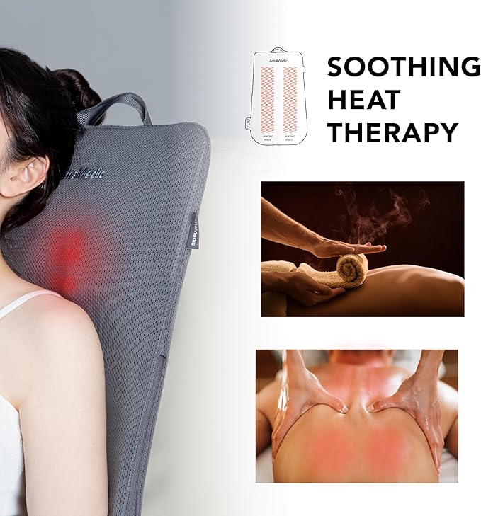 AmaMedic AM10027 Back Massage Pad Dual Massage Heads Intuitive Button Flattening Material Portable Handle