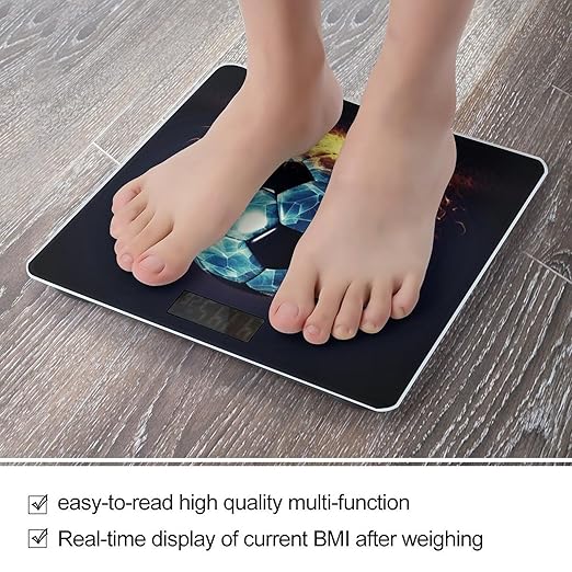 Cool Soccer Ball Bathroom Scale Large LCD Backlight Display Digital Scale Rounded Corners Body Scales Automatic Power On/Off Bathroom Scales for Home Bedrooms