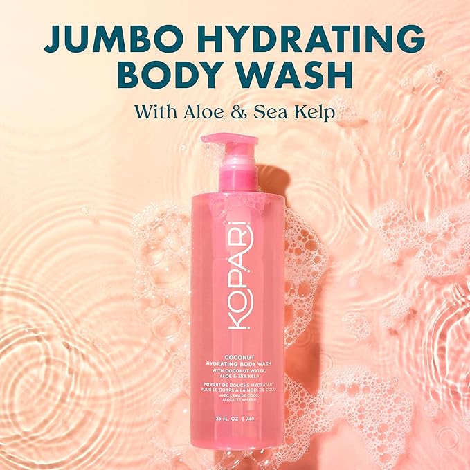 Kopari Jumbo Coconut Hydrating Body Wash with Organic Coconut Water Sea Kelp and Aloe Vera Luxurious Gel to Foam Sweet Coconut &amp Vanilla 25 oz