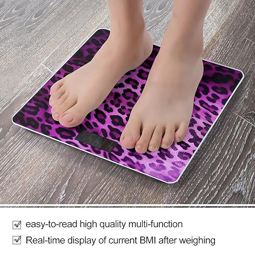 Purple Leopard Scale for Body Weight Accurate Digital Bathroom Scale Toughened Glass High Precision Scales Smart Weight Scales with Large LCD Backlight Display Weighing Machine