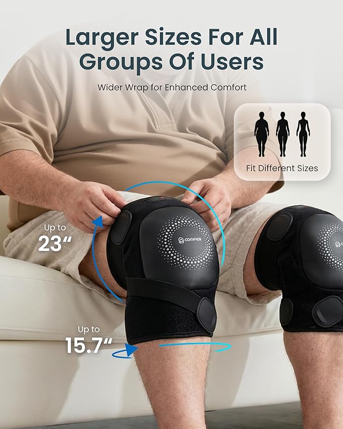 COMFIER Cordless Heated Knee Massager with Vibration Knee Brace with Graphene Heating Pad 5 Modes &amp 3 Heat Levels Portable Knee Massager for Men Women Seniors Gift for Mom Dad