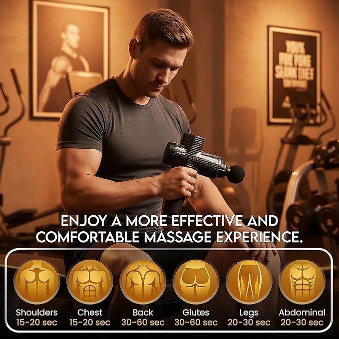 Massage Gun Gift with Carrying Case - Deep Tissue Back Massager for Pain Relief with 6 Percussion Relaxation Heads - Silent Brushless Motor for Wife Mother Dad Husband (Black)