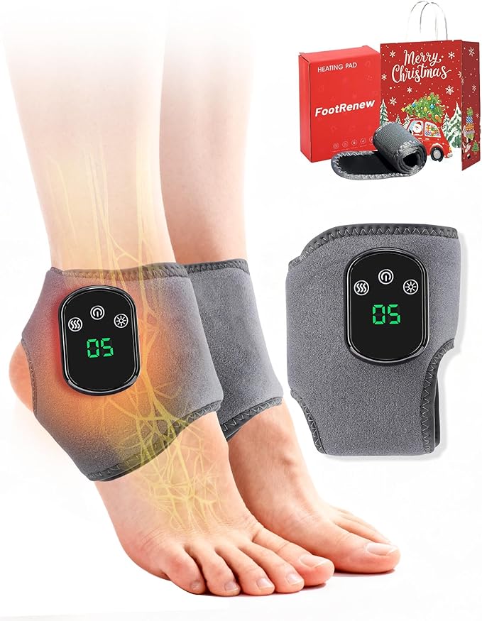 Triple Massager Device Massager for Neuropathy 3 in 1 Ankle Heat Wrap Wireless Portable with 3 Vibration Mode 5 Heat Leavel for Relax Feet (1PC)