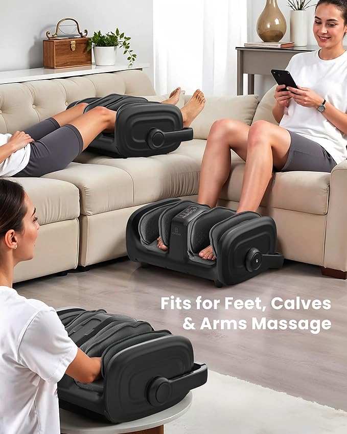 COMFIER Shiatsu Foot Massager with Heat Calf Massager for Plantar Fasciitis Kneading/Vibration/Compression Feet Massager Remote Control Up to Size 14 Gifts for Women Men