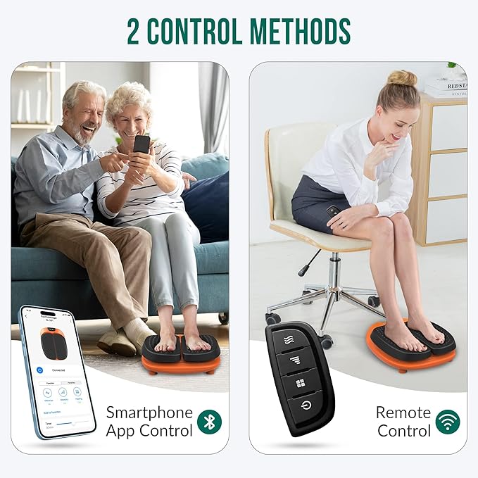 Snailax Vibration Foot Massager with Heat App Control Adjustable Vibration Electric Foot Massager Machine for Circulation Plantar Fasciitis Pain Remote Control